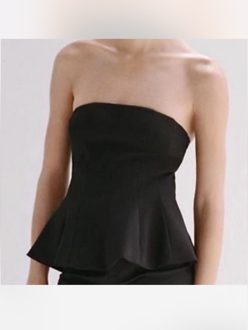 Zara Black Strapless Peplum Top
